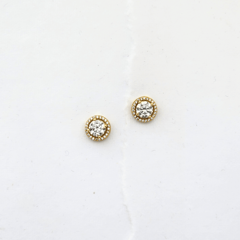 Clear Round Moissanite Stud Earrings