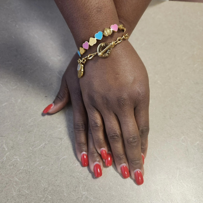 Pink and Blue Heart Bangle