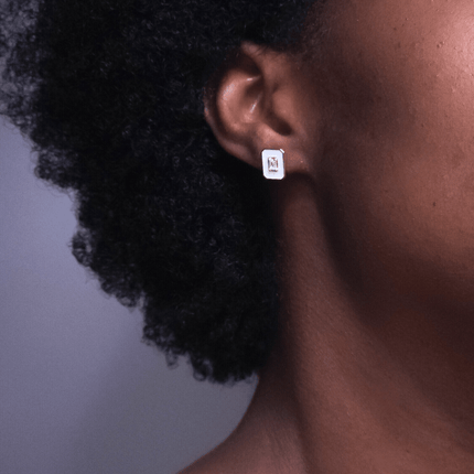 Shell White Rectangle Studs