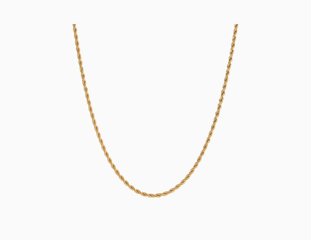 18 karat gold plated stainless steel twisted rope chain necklace