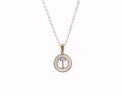Personalized Initial Hollow Round Shell Necklace