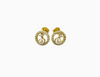 dainty gold earrings made of 14 karat gold plated sterling silver and real freshwater pearls