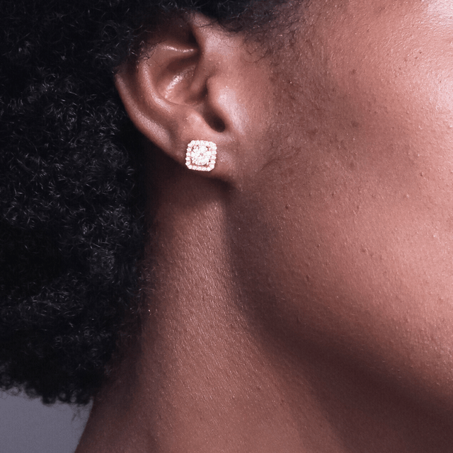 Clear Square Moissanite Stud Earrings