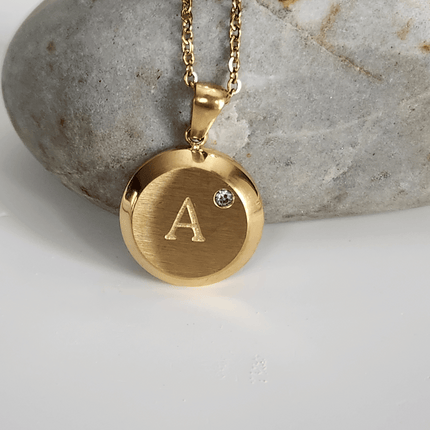 Circular Initial Necklace with Diamond