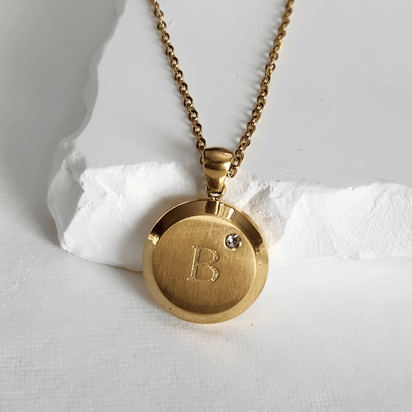 Circular Initial Necklace with Diamond