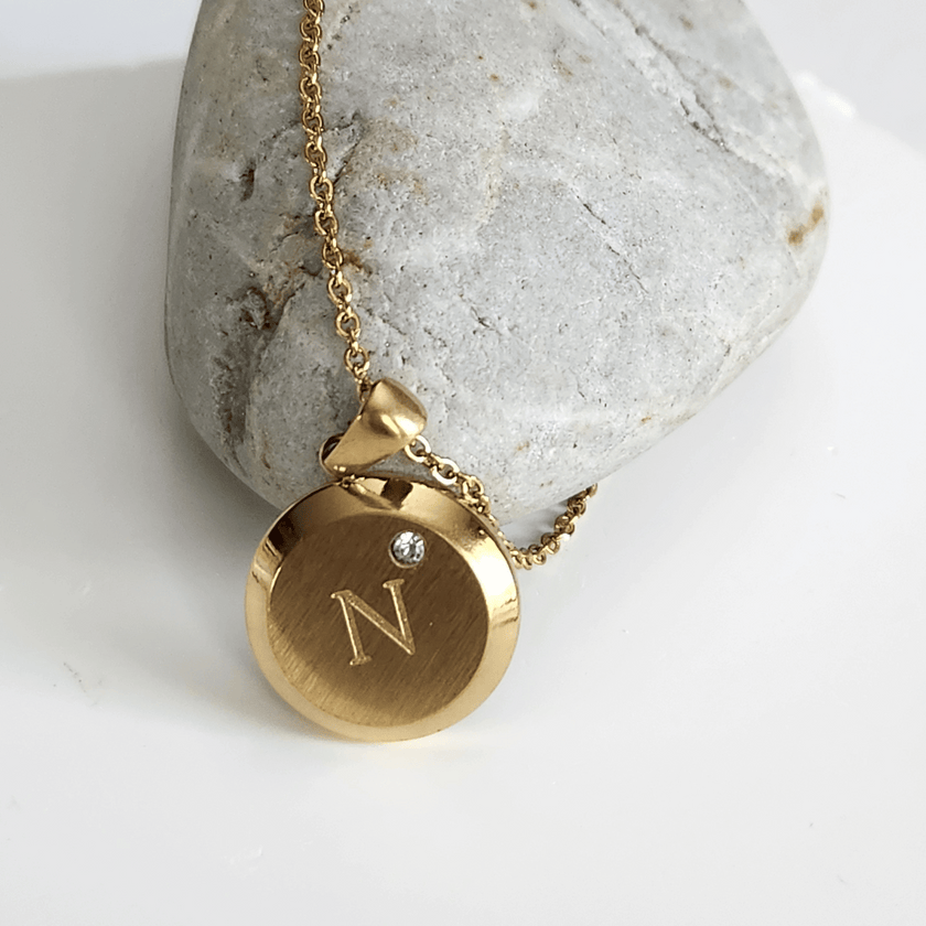Circular Initial Necklace with Diamond