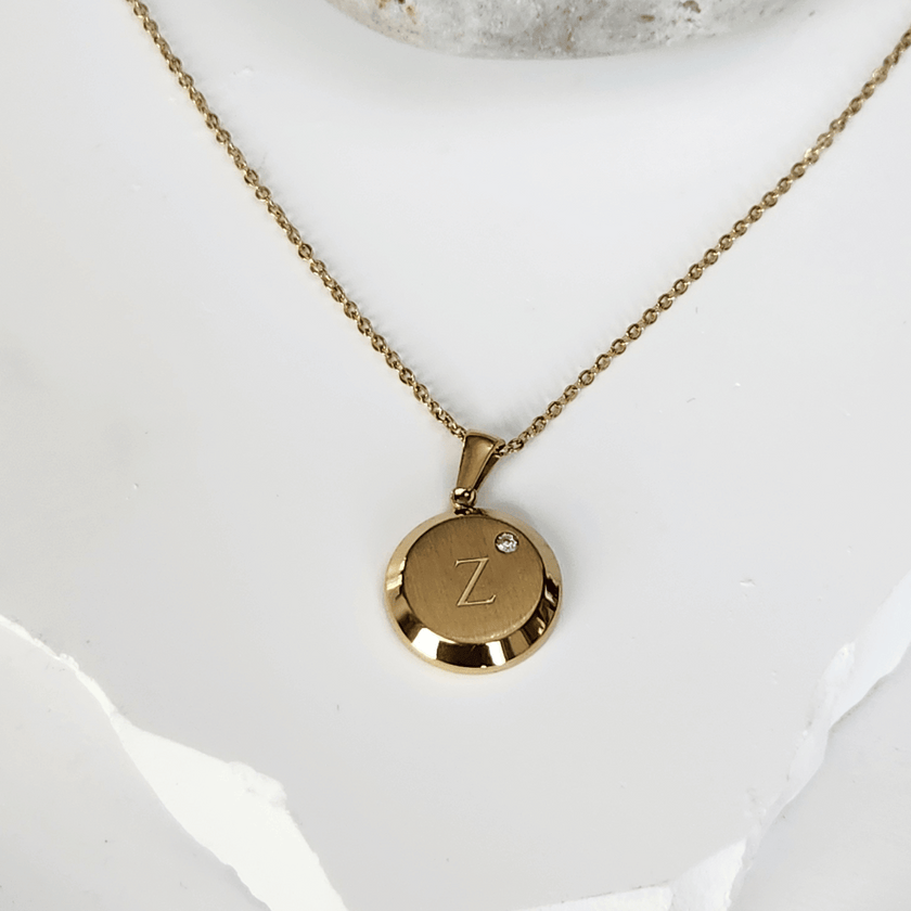 Circular Initial Necklace with Diamond