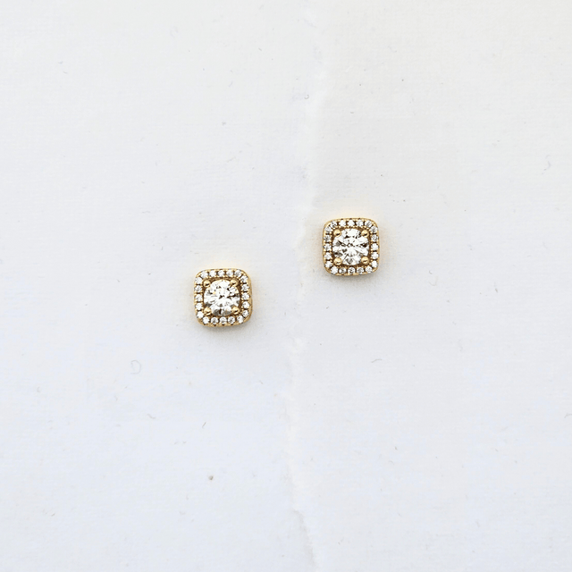 Clear Square Moissanite Stud Earrings
