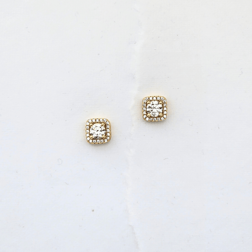Clear Square Moissanite Stud Earrings
