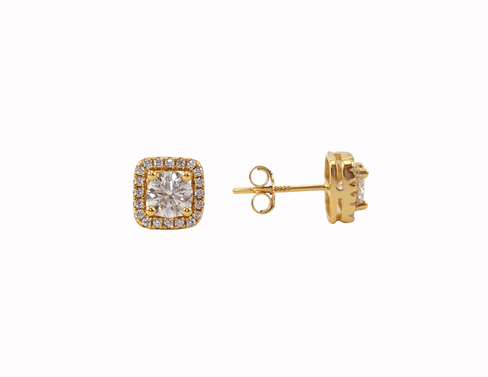 Clear Square Moissanite Stud Earrings