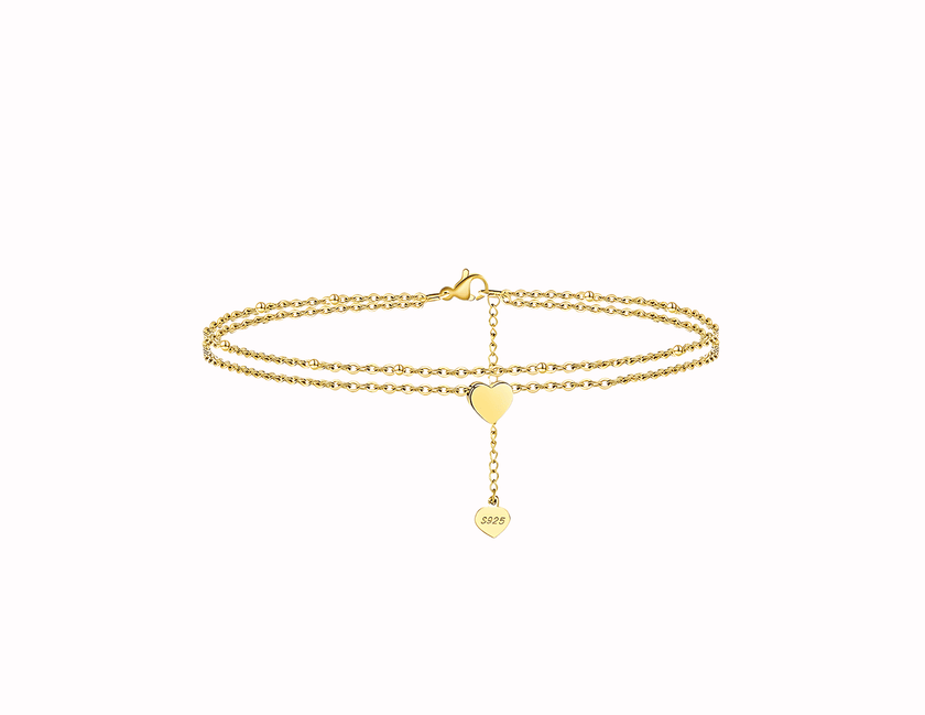Double Chain Heart Anklet
