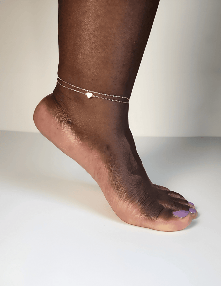 Double Chain Heart Anklet