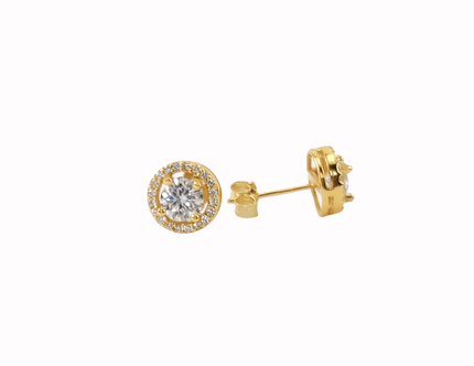 Clear Round Moissanite Stud Earrings