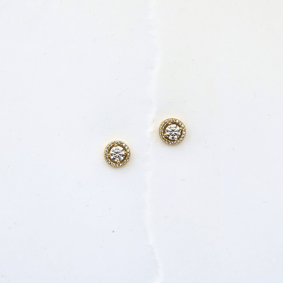Clear Round Moissanite Stud Earrings