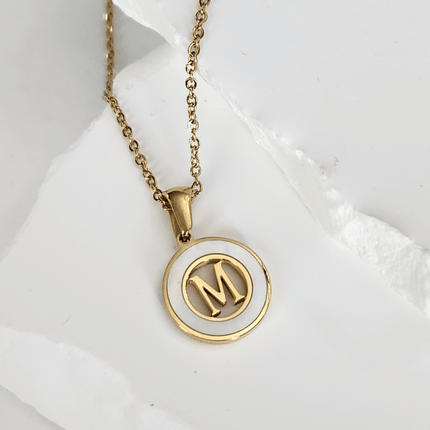 Initial Hollow Round Shell Necklace