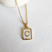 Initial Rectangle Shell Necklace