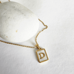 Initial Rectangle Shell Necklace