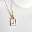 Initial Rectangle Shell Necklace