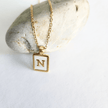Initial Rectangle Shell Necklace