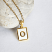 Initial Rectangle Shell Necklace