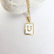 Initial Rectangle Shell Necklace