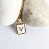 Initial Rectangle Shell Necklace