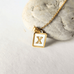 Initial Rectangle Shell Necklace