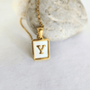 Initial Rectangle Shell Necklace