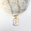 Initial Rectangle Shell Necklace