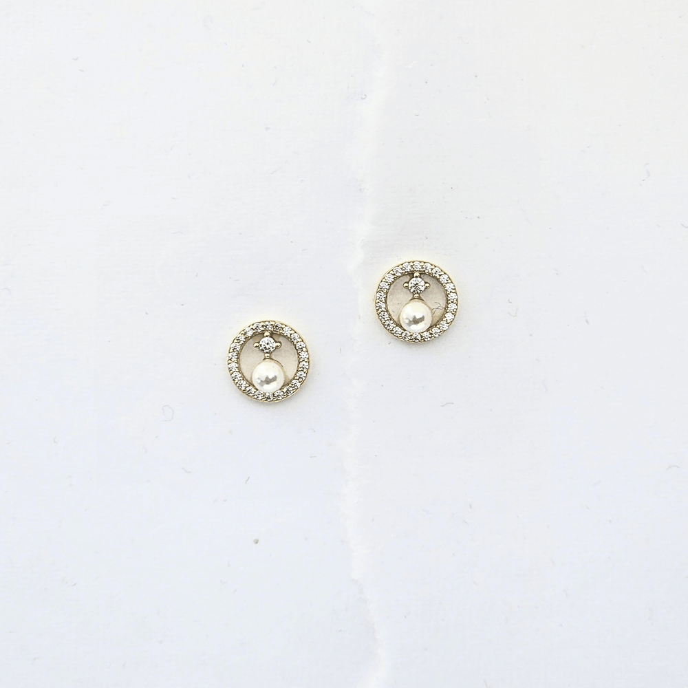 Pave Halo Pearl Studs