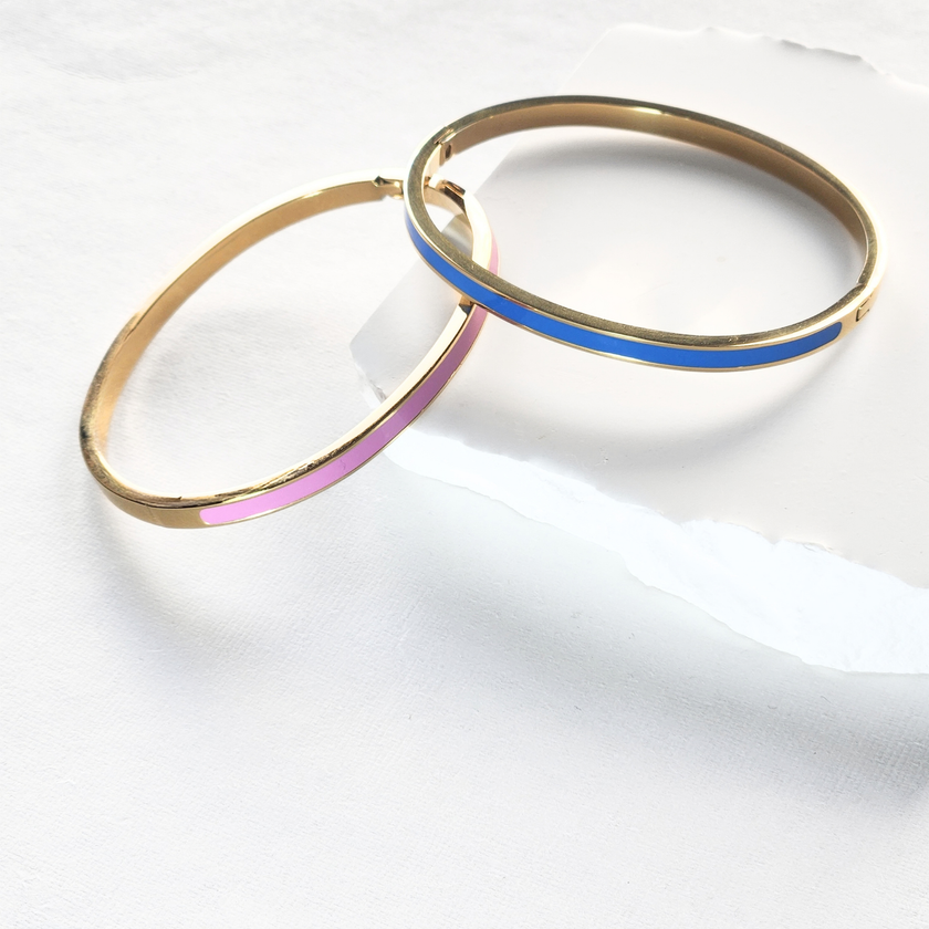 Pink and Blue Hinge Bracelet Set