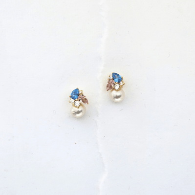 Pink and Blue Pearl Drop Earrings