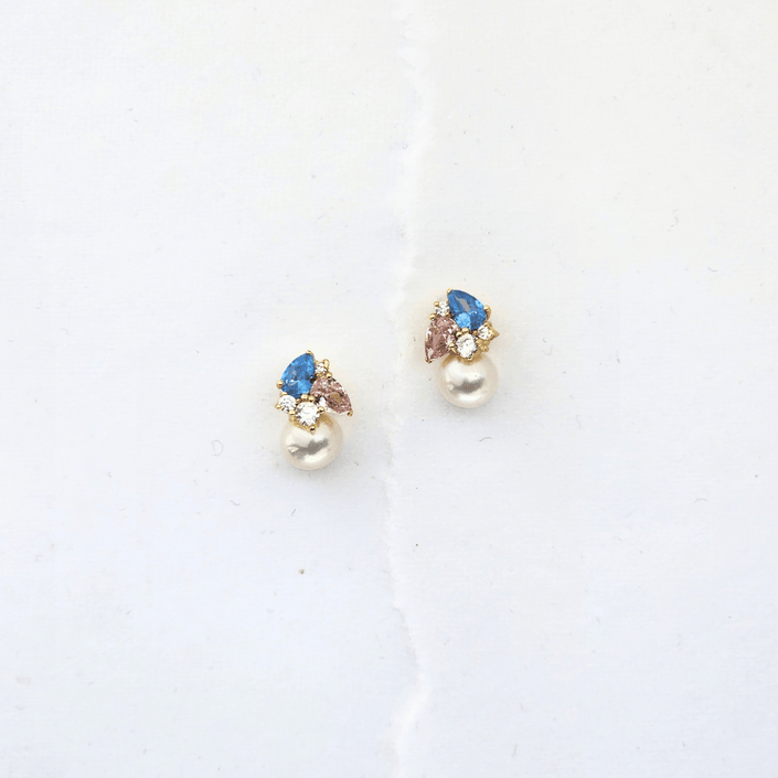 Pink and Blue Pearl Drop Earrings