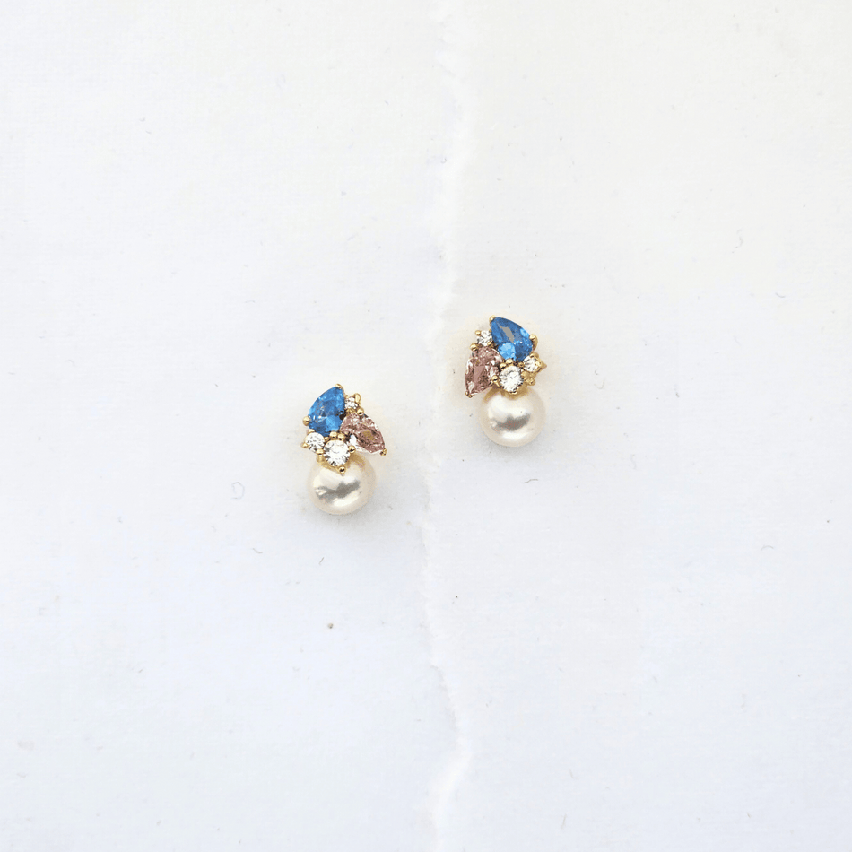 Pink and Blue Pearl Drop Earrings