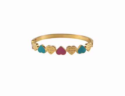 jack and jill of America inspired Pink and Blue Heart hinge bangle bracelet featuring the saying long live jack and jill