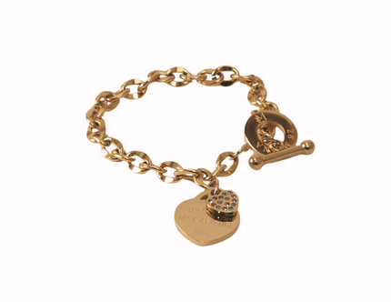 tiffany and co inspired toggle heart charm bracelet featuring the jack and jill of america pink and blue