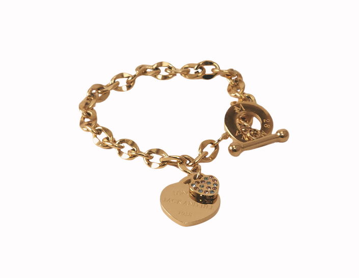 tiffany and co inspired toggle heart charm bracelet featuring the jack and jill of america pink and blue