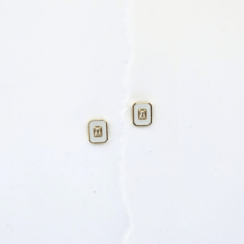 Shell White Rectangle Studs