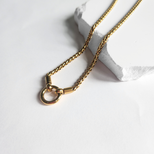 Spiga Wheat Chain Necklace with Classic Circular Annex Ring