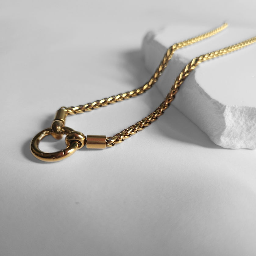 Spiga Wheat Chain Necklace with Classic Circular Annex Ring