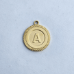 Textured Edge Coin Initial Charm