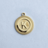 Textured Edge Coin Initial Charm
