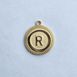Textured Edge Coin Initial Charm