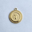 Textured Edge Coin Initial Charm