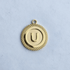 Textured Edge Coin Initial Charm
