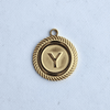Textured Edge Coin Initial Charm