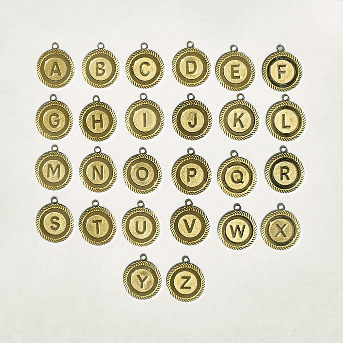 Textured Edge Coin Initial Charm