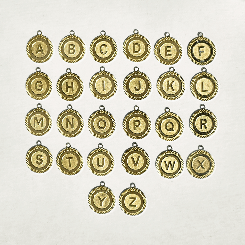 Textured Edge Coin Initial Charm