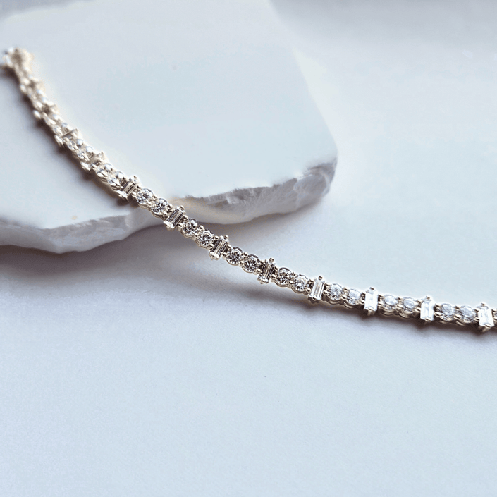 Baguette and Round Duo Stone Tennis Bracelet