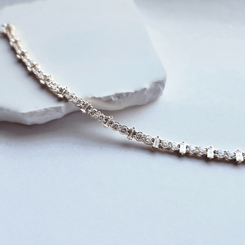 Baguette and Round Duo Stone Tennis Bracelet